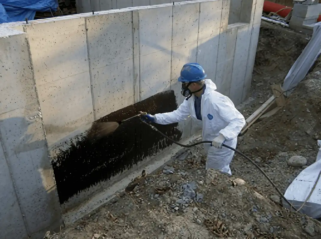 Professional waterproofing the exterior walls of the basement in Fort Collins, CO